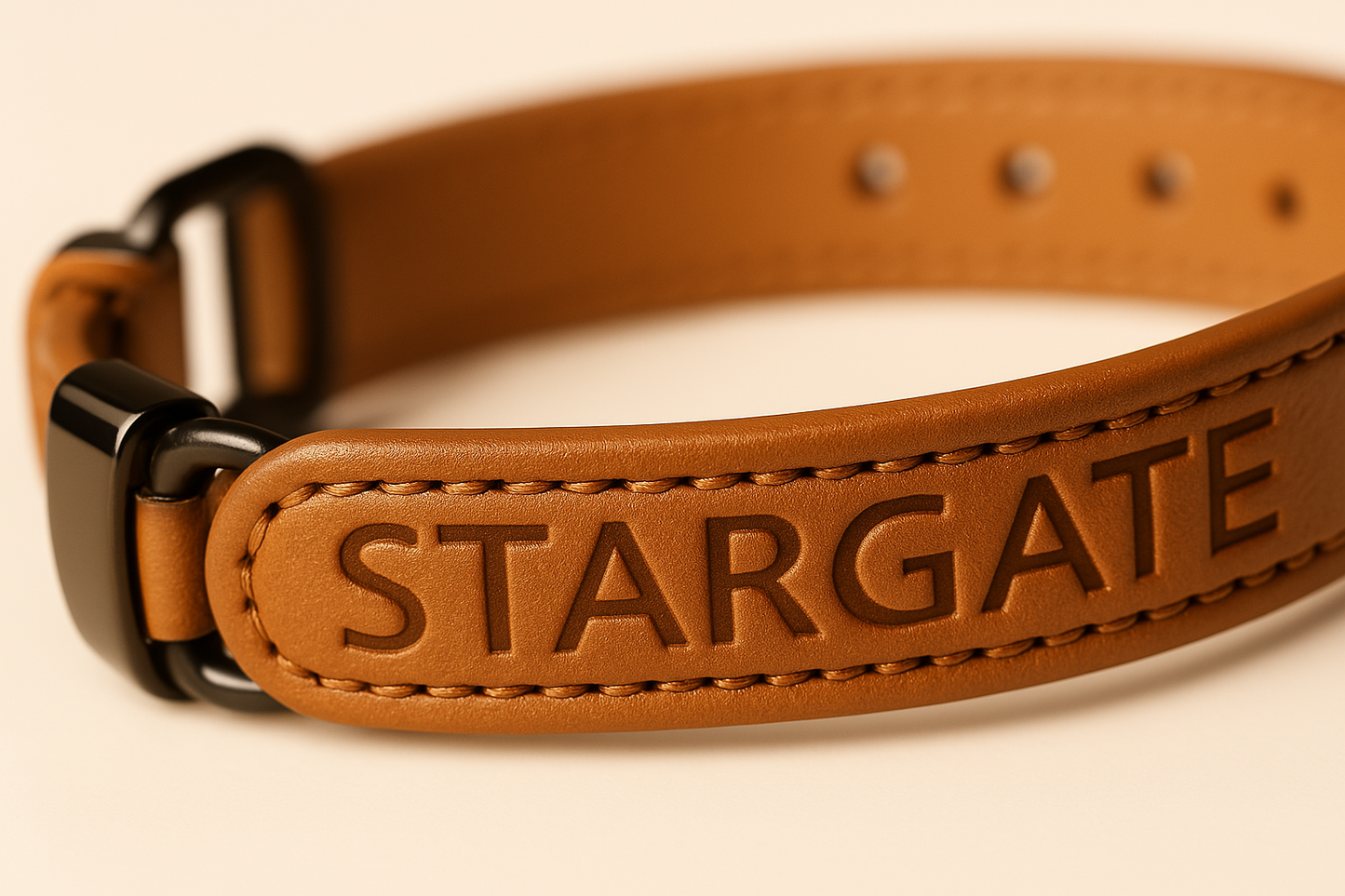Stargate Real Camel Leather and Sterling Silver Mans Bracelet