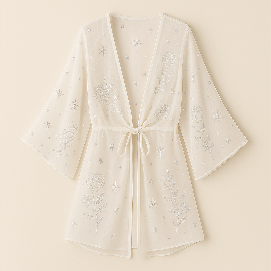 White Kaftan with Silver thread