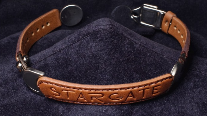Stargate Real Camel Leather and Sterling Silver Mans Bracelet