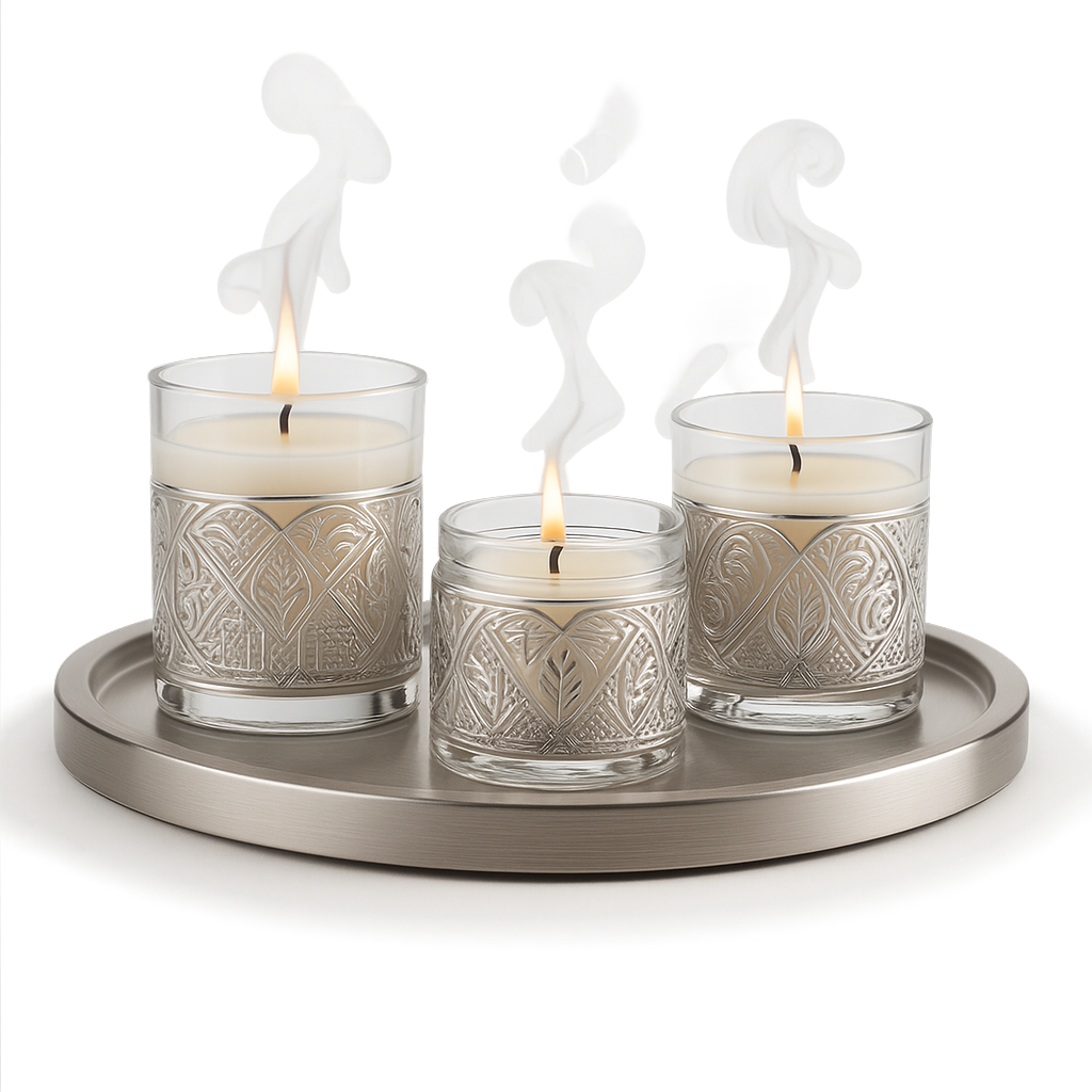 Stand in Glass Embellished with Silver plate Design