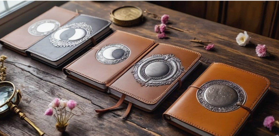 Leather Notebook with Sterling Silver embossed Inlay