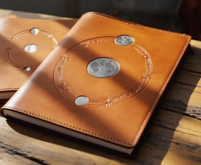 Large Leather Notebook with Sterling Silver embossed Design